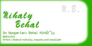 mihaly behal business card
